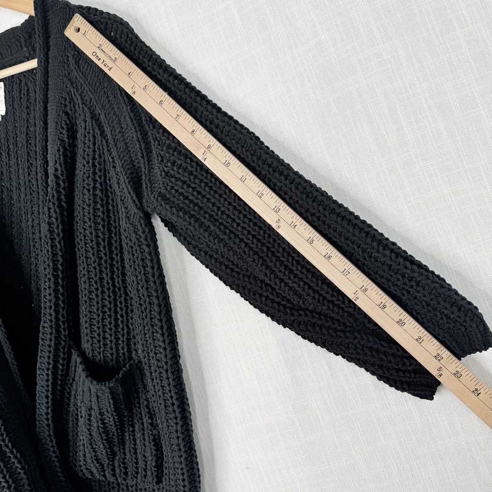 Billabong Open Front Ribbed Knit Cardigan Sweater with Pockets  M Black - Picture 12 of 13